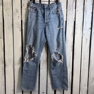 Agolde Distressed Jeans Womens 25x28 Boho 12" High Rise Grunge Skater Button Fly